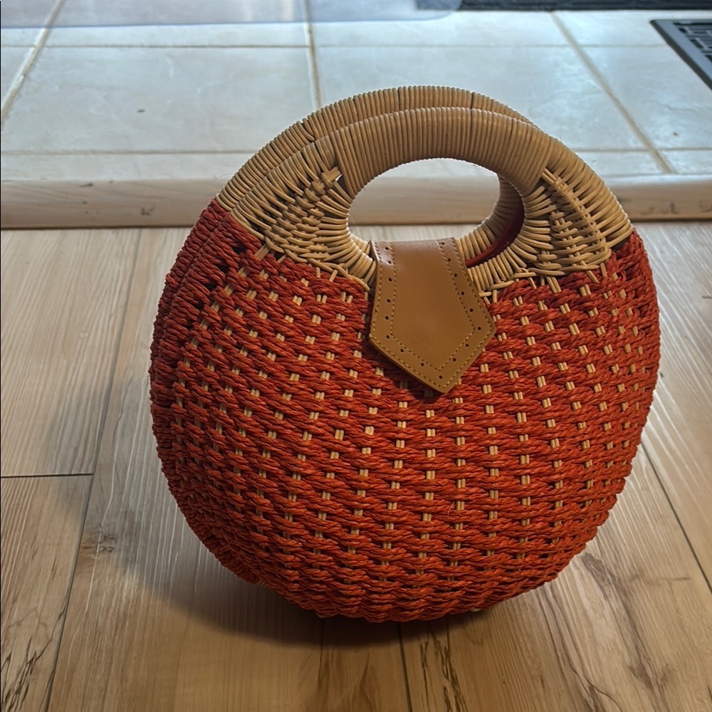 Handcrafted Orange/red Woven Bag